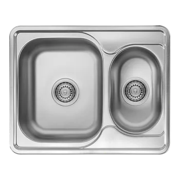 Nerezový dřez Dvoudřez nerez Kuchinox JUNAK 1,5komorový – 60 cm hladký