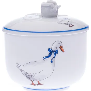 Cukřenka Český porcelán, a.s., Dubí Cukřenka s víčkem bez výřezu 0,20 l, husy, Český porcelán