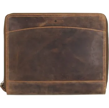 Aktovka na dokumenty GREENBURRY Kožené pouzdro na notebook / spisovka na A4 Paul 1721B-25 hnědá