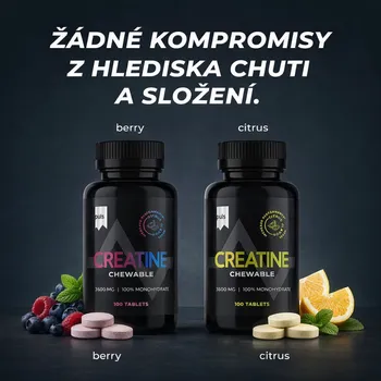 Kreatin PULS Nutrition Creatine Chewable – kreatin monohydrát, žvýkací tablety pro výkon (100 ks) - Berry citrus