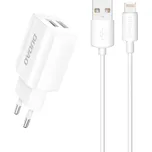 Dudao EU nástěnná nabíječka 2x USB 5V / 2,4A + Lightning kabel bílý (A2EU + Lightning bílý)