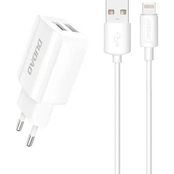 Dudao EU nástěnná nabíječka 2x USB 5V / 2,4A + Lightning kabel bílý (A2EU + Lightning bílý)