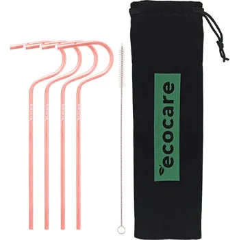 ECOCARE Ekologická kovová brčka Růžová 4 ks