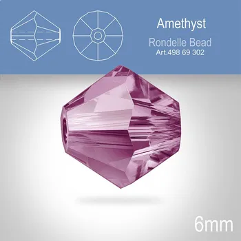 PRECIOSA Bicone MC BEAD (sluníčko) velikost 6mm. Barva AMETHYST. Balení 18ks .