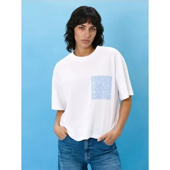 Dámské tričko Sinsay - Bavlněné tričko s krátkým rukávem - bílá - 583HC-00X - 583HC-00X-XXL