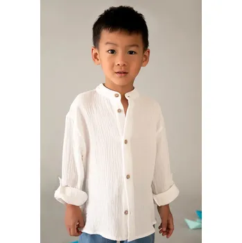 Chlapecká košile Dětská bavlněná košile Mayoral 3120.5D.Mini.PPY2 bílá 00X, vel. 128