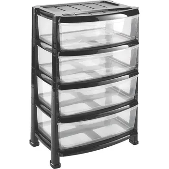 Úložný box HEIDRUN Regál se šuplíky 55 × 40 × 78 cm černý