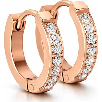 Náušnice Troli Růžově pozlacené ocelové náušnice s krystaly + 2 měsíce na vrácení zboží