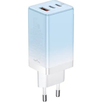 Pouzdro na mobilní telefon Baseus rychlonabíječka GaN 2 x USB Type C / USB 65W QC PD modrá (CCGP050103) + USB Type C rychlonabíjecí kabel 100W 1m modrý