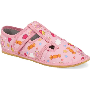 Dívčí bačkory Barefoot dětské přezůvky KTR - Muffiny růžové Velikost: 33