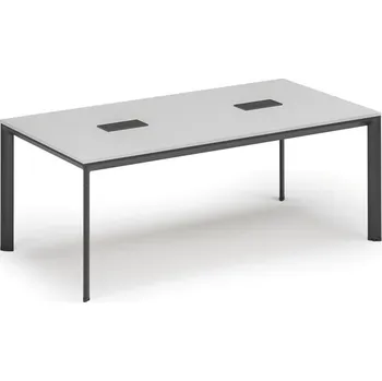 Kancelářská sestava Jednací stůl PRIMO INVITATION, 200x100 cm, bílá + 2x stolní zásuvka TYP VI, černá