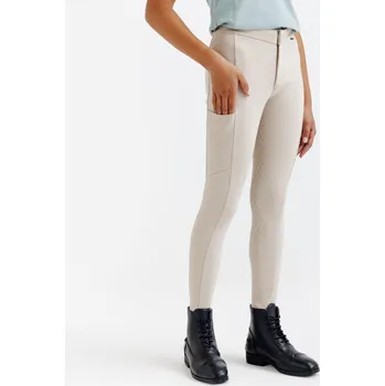 Jezdecké kalhoty FOUGANZA Dětské rajtky Full Grip Club 14 LET BÉŽOVÁ