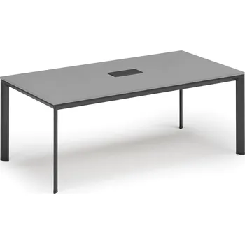 Kancelářská sestava Jednací stůl PRIMO INVITATION, 200x100 cm, šedá + stolní zásuvka TYP VI, černá