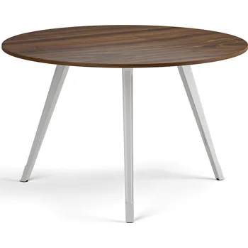 Konferenční stolek Konferenční stůl PRIMO ZEN, průměr 120 cm, bílá podnož, ořech