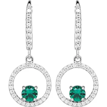 Náušnice Silver Cat Stříbrné náušnice se zirkony a syntetickými smaragdy Colored Stones SC633 + 2 měsíce na vrácení zboží