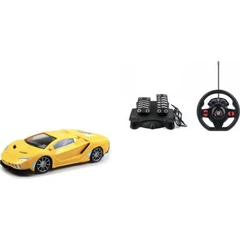 RC model auta Mamido Auto na dálkové ovládání závodní model s volantem a pedály 1 : 16, červené