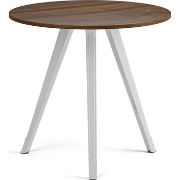 Konferenční stolek Konferenční stůl PRIMO ZEN, průměr 80 cm, bílá podnož, ořech