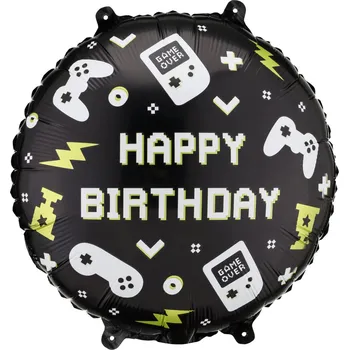 Balónek PartyDeco Balonek fóliový Happy Birthday Game, 45 cm