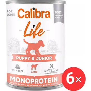 Krmivo pro psa Calibra Dog Life konzerva pro štěňata a juniory s jehněčím a rýží 6 × 400 g