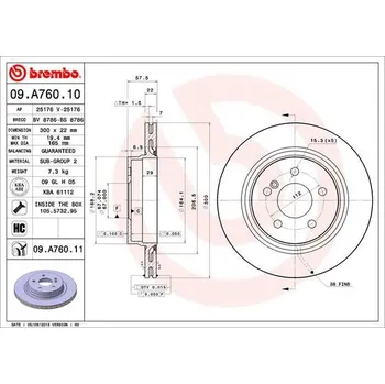 Brzdový kotouč BREMBO brzdový kotouč 09.A760.11, sada 2 ks