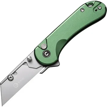 kapesní nůž CIVIVI Elementum Utility Zelená Hliníková Rukojeť Stonewashed Držák Čepele z Nerezové Oceli Plain