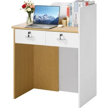 Psací stůl Recepční stůl VEVOR, obdélníkový pultový stůl 80 cm, moderní kancelářský recepční stůl s LED osvětlením, 2 zásuvkami a zásuvkami, pultový stůl pro prodejny, pokladny, vstupní halu, kosmetický salon, kancelář