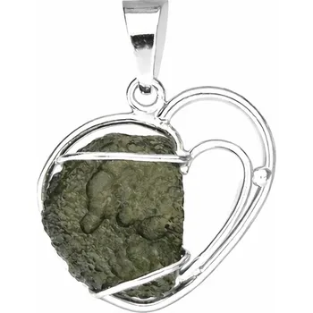 Přívěsek Stříbrný přívěsek s vltavínem srdce 37 0375