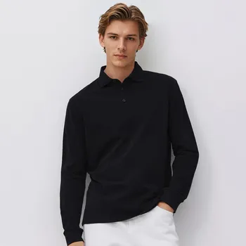 Reserved - Polo tričko s dlouhým rukávem - černý - 016HM-99X - 016HM-99X-XXL