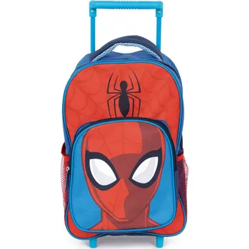 Arditex Dětský cestovní batoh na kolečkách SPIDERMAN hlava a pavouk modrý 36 cm
