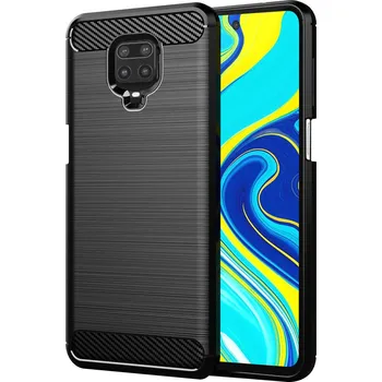 Náhradní díl pro mobilní telefon Techsuit - Kryt Carbon Silicone - Xiaomi Redmi Note 9 Pro - černý