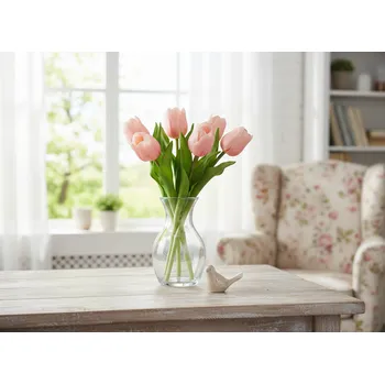 umělá květina Dekorační umělá kytice tulipánů LADA růžové tulipány výška 31 cm 736605