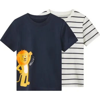 Chlapecké tričko lupilu® Dětské triko, 2 kusy (navy modrá / bílá, 98/104)