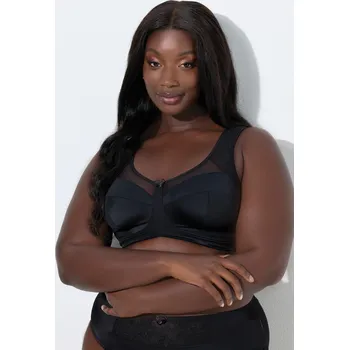 Podprsenka Ulla Popken, Plus size Odlehčující podprsenka, bez kostic, výšivka, košíčky B-G pro plnoštíhlé nadměrná velikost, 845500100-1122, černý, 95F, Nadměrné velikosti, Plus size oblečení, Oblečení pro boubelky, Oblečení pro baculky, Oblečení pro plnoštíhlé, Obl