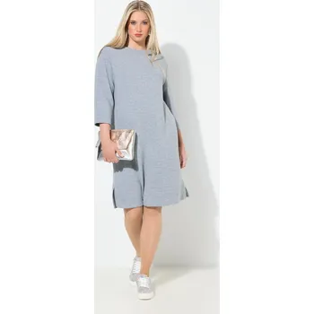 Dámské šaty Ulla Popken, Plus size Šaty, struktura, lodičkový výstřih, 3/4 rukáv pro plnoštíhlé nadměrná velikost, 843999132-1132, béžový, 58/60, Nadměrné velikosti, Plus size oblečení, Oblečení pro boubelky, Oblečení pro baculky, Oblečení pro plnoštíhlé, Oblečení pr