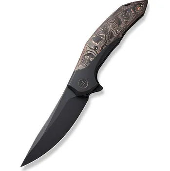 kapesní nůž WE Merata černá titanová rukojeť s vložkou z uhlíkových vláken s měděnou fólií, černě stonewashed če