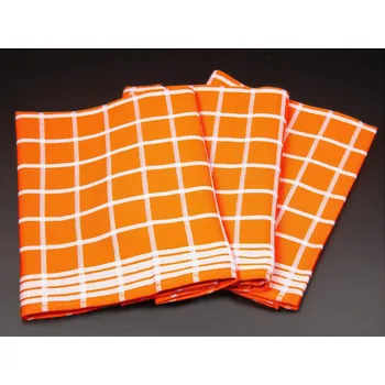 Utěrka Kuchyňské utěrky EGYPTSKÁ BAVLNA 03, oranžové káro, 3 kusy, 50x70cm