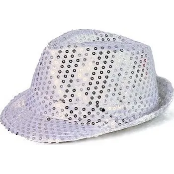 Karnevalový doplněk Klobouk disco stříbrný s LED pro dospělé [A]