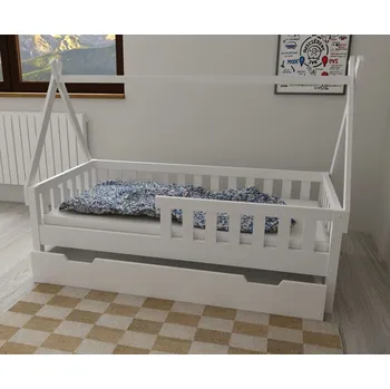 Dětská postel Dětská domečková postel z masivu borovice TEA - 200x90 cm - bílá (bez šuplíku)