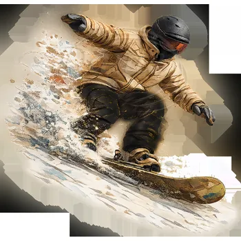 Textilní nažehlovací páska Dante Nažehlovačka Snowboardista sjíždí svah - 12 x 12 cm