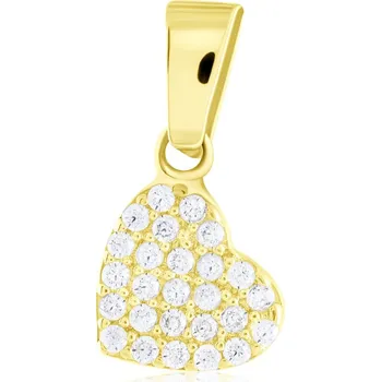 Přívěsek GEMMAX Original – garance kvality Zlatý přívěsek srdíčko se zirkony – zlatý šperk ryzosti 585/1000 v Dárkovém balení s Certifikátem GLPYB-03513