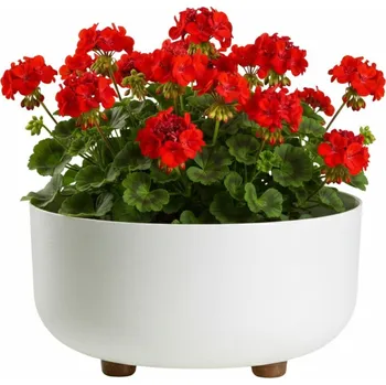 Květináč Plastový květináč na nožičkách TERRA 14,4x29,7 cm krémový