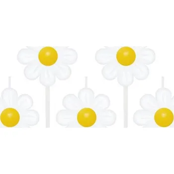 Dortová svíčka Dortové svíčky pikery 5 ks - Sedmikrásky obustranné