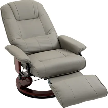 Křeslo HOMCOM TV křeslo elektrické, s možností náklonu 145°, s funkcí polohování, boční tlačítka, podnožka, polohovací, koženka, 78 x 87 x 100 cm, šedá | Aosom