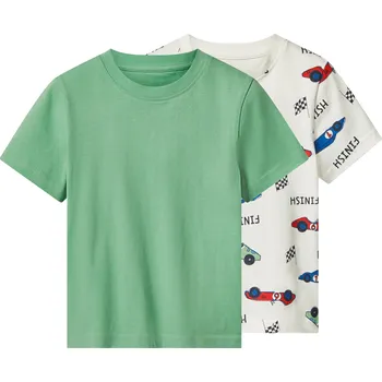 Chlapecké tričko lupilu® Dětské triko, 2 kusy (zelená/bílá, 98/104)