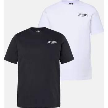 Pánské tričko JP1880, Plus size Tričko JP1880, 2-balení, krátké rukávy, potisk na hrudi, do 8XL pro plnoštíhlé nadměrná velikost, 846170100-1455, černý, 6XL, Plus size oblečení, Oblečení pro vysoké muže, Nadměrné velikosti, Oblečení pro plnoštíhlé.