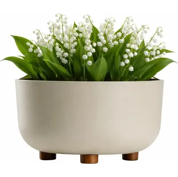 Květináč Plastový květináč na nožičkách TERRA 17x26,9 cm béžový