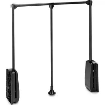 Šatní skříň In-Design Sklopná šatní tyč ZERO, šířka od 45 cm do 115 cm, černá/černá Sklopná tyč - šířka (mm): 830 - 1150