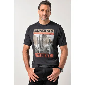 Pánské tričko JP1880, Plus size Tričko JP1880, krátké rukávy, vintage vzhled, potisk na hrudi, do 8XL pro plnoštíhlé nadměrná velikost, 845075100-1456, černý, 7XL, Plus size oblečení, Oblečení pro vysoké muže, Nadměrné velikosti, Oblečení pro plnoštíhlé.