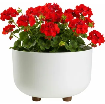 Květináč Plastový květináč na nožičkách TERRA 17x26,9 cm krémový