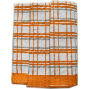 Utěrka Kuchyňské utěrky EGYPTSKÁ BAVLNA 05, oranžovo-bílé káro, 3 kusy, 50x70cm